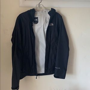 north face black raincoat/windbreaker
